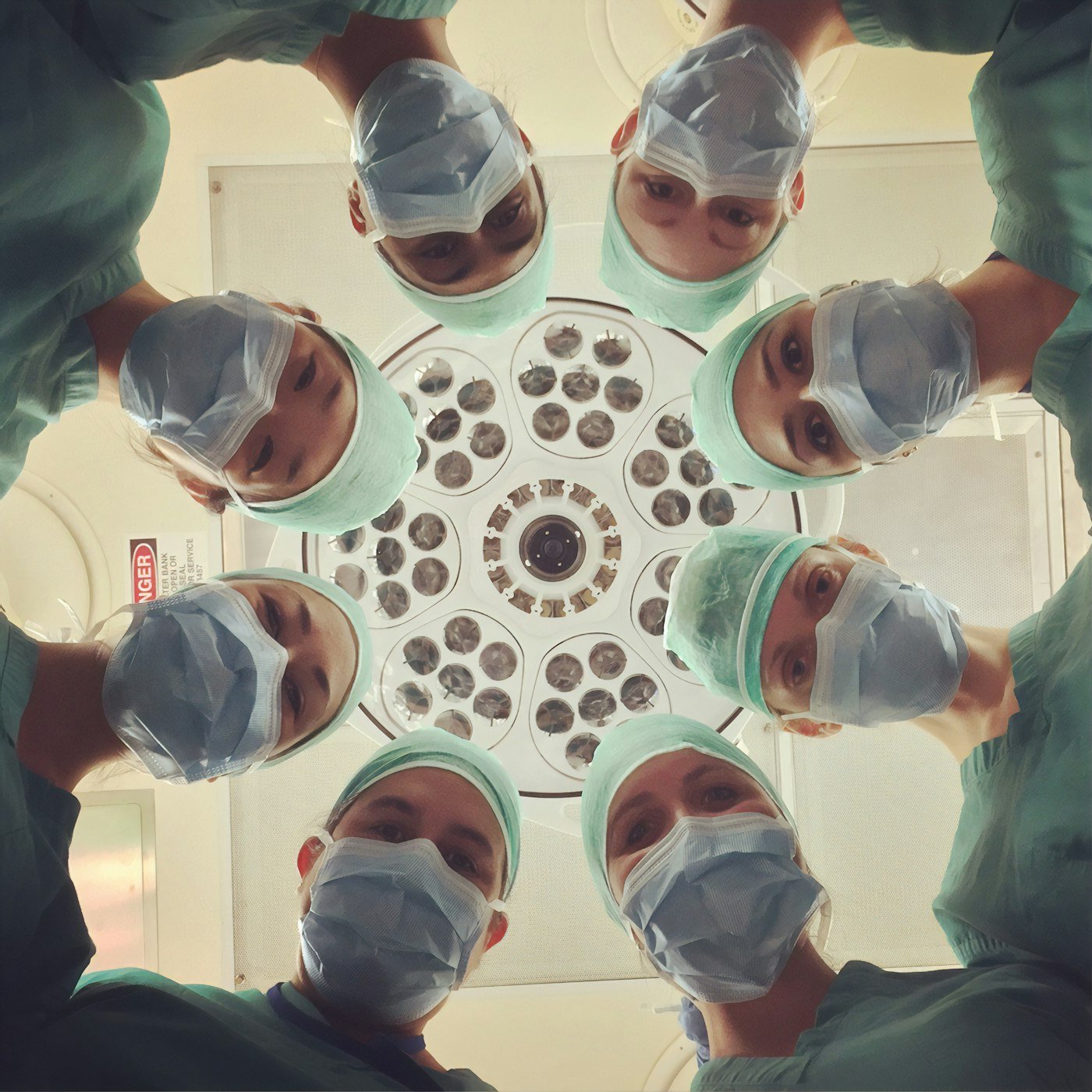 Surgical team working together in a clinical setting