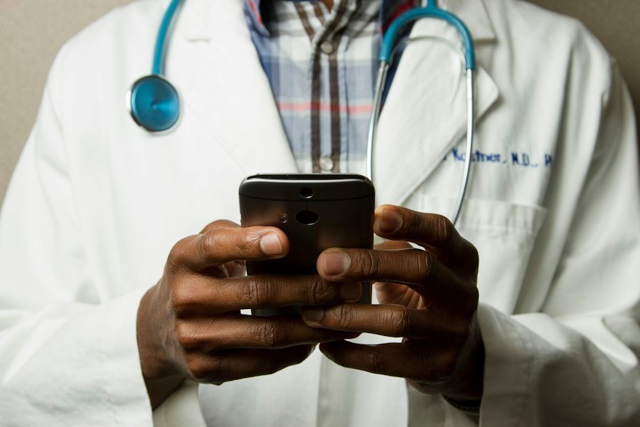 Healthcare professional available to assist a customer